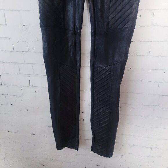 Spanx Faux Leather Moto Leggings Very Black Size XS Womens High Waist Shaping - Picture 5 of 11